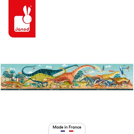 Puzzle panoramiczne w walizce Dinozaury 100 elementów 6+ Made in France, Janod