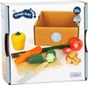 Zestaw drewnianych warzyw do krojenia z deską i nożykiem w skrzynce Small Foot 12329