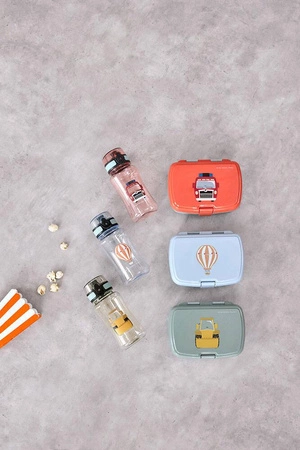 Lassig Zestaw na lunch Lunchbox + Tritanowa butelka - bidon 460 ml Tiny Drivers Spychacz