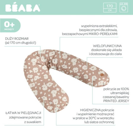 Beaba Ergonomiczna poduszka rogal dla kobiet w ciąży i karmiących Big Flopsy ™ Print Jersey Savannah Bloom