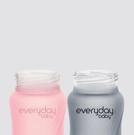 Szklana butelka ze smoczkiem S, 150 ml, różowa, Everyday Baby