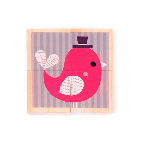 Klocki drewniane Puzzle 6w1 Zwierzątka, Janod