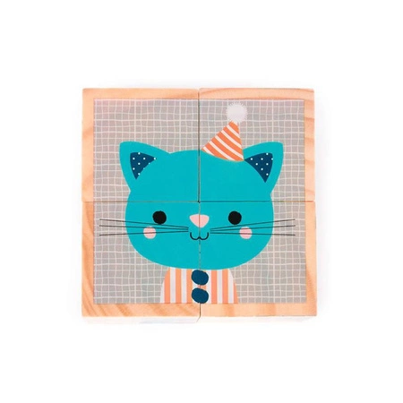 Klocki drewniane Puzzle 6w1 Las, Janod