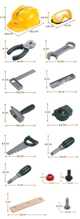 WOOPIE Zestaw Narzędzi Majsterkowicza dla Dzieci Kask Piła Śrubki 21 el.