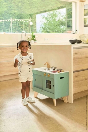 Drewniana kuchnia Loft z dźwiękiem i 8 akcesoriami 3+, Janod