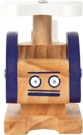 Drewniany granatowy helikopter 12287-Small Foot, samoloty dla dzieci