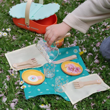 Drewniany koszyk piknikowy z akcesoriami DJ06527