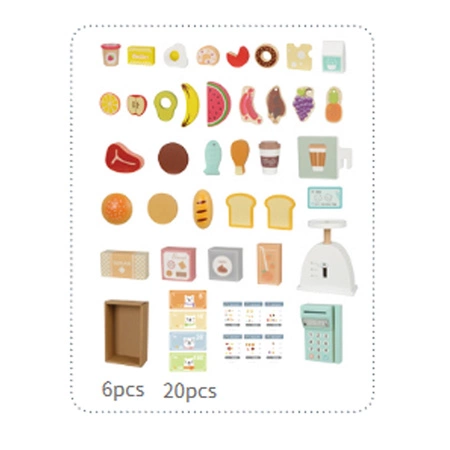 TOOKY TOY Sklep Spożywczy Stragan Drewniany Piekarnik Waga Czytnik Kart