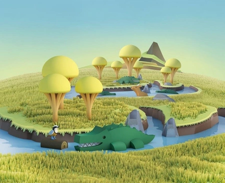 Halftoys Magnetyczny Składany Krokodyl z Makietą