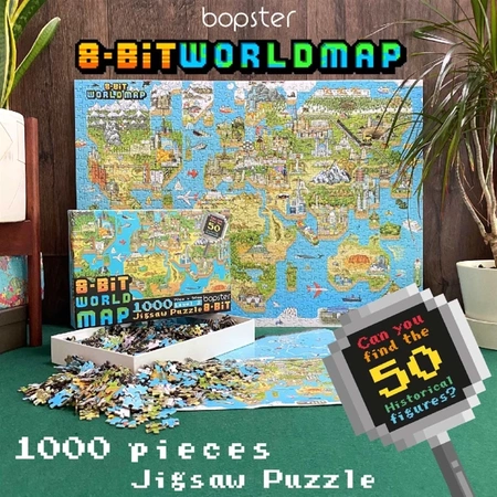 BOPSTER, Puzzle 8-BIT 1000 elem - MAPA ŚWIATA