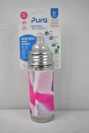 Butelka ze smoczkiem 325 ml, różowa swirl, Pura