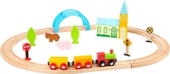 Kolejka drewniana z mostem Wieś i okolica 11490-Small Foot, kolejki dla dzieci