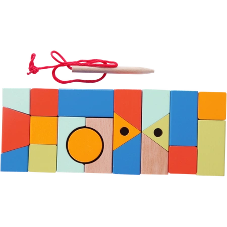 CLASSIC WORLD Drewniane Klocki do Nawlekania Figury Geometryczne 21 el.