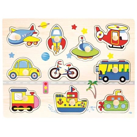 Puzzle drewniane z uchwytami transport