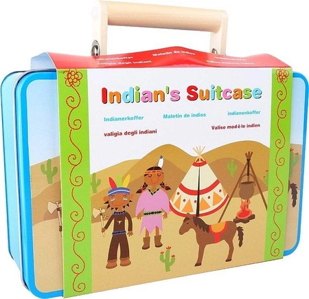 Walizka dla dzieci z zestawem indiańskich akcesoriów, 3922- small foot, zabawki dla chłopca