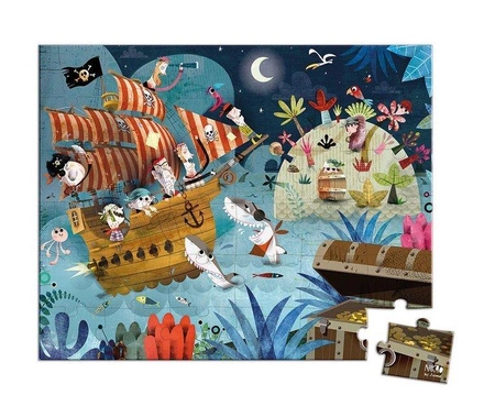 Puzzle w walizce Wyprawa po skarb 36 elementów 4+ Made in France, Janod