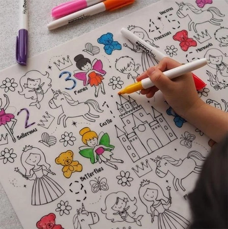 HeyDoodle Mata Silikonowa do Kolorowania A3 Cyferki - Królestwo