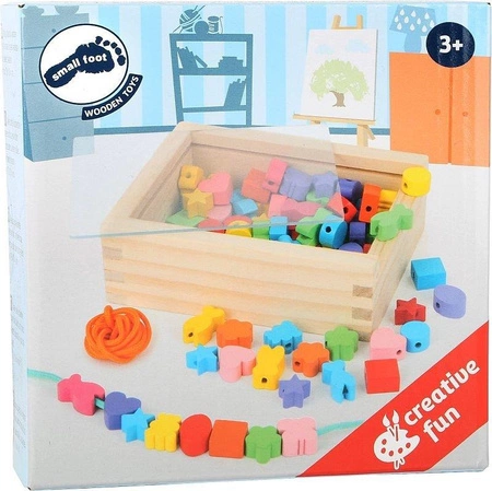 Nawlekanka w drewnianym pudełku, koraliki, 11060-small foot, akcesoria dla dziewczynek