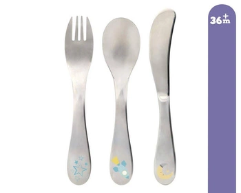 Zestaw sztućców ze stali nierdzewnej, 3 szt., niebieskie, Kiokids