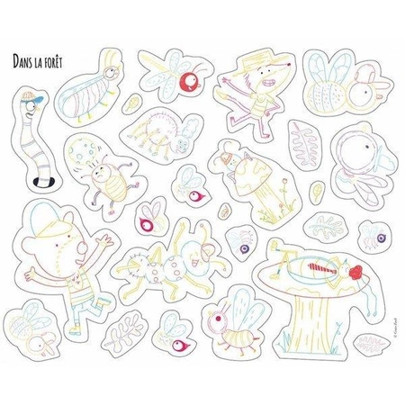 Auzou Naklejki do samodzielnego kolorowania Wesołe zwierzątka 79160