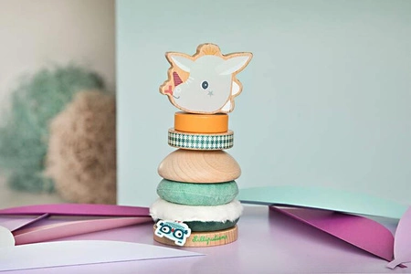 LILLIPUTIENS Drewniana układanka piramida z miękkimi elementami Smok Joe 12 m+