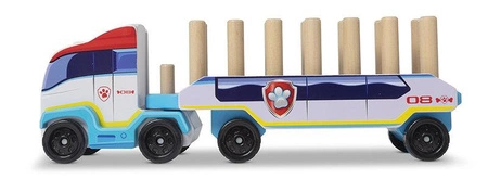 Ciężarówka z przyczepą klocki drewniane Psi Patrol ABC Melissa & Doug 33272 układanka na palikach