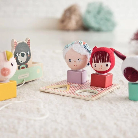 LILLIPUTIENS Drewniany wózek z sorterem do ciągnięcia Wilk Louis 12 m+