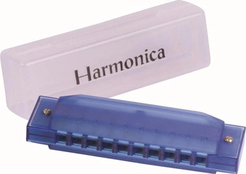 Niebieska harmonijka ustna, plastikowa, 10 tonów