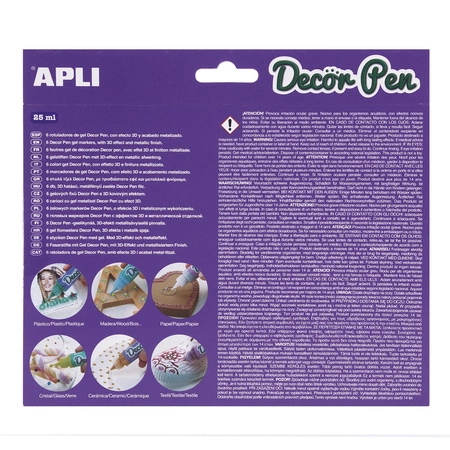 Markery żelowe z efektem 3D Apli Kids - Metaliczne 6 kolorów