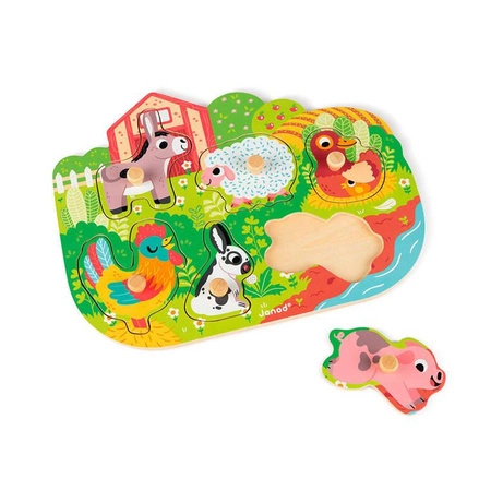 Puzzle drewniane Wesoła Farma, Janod