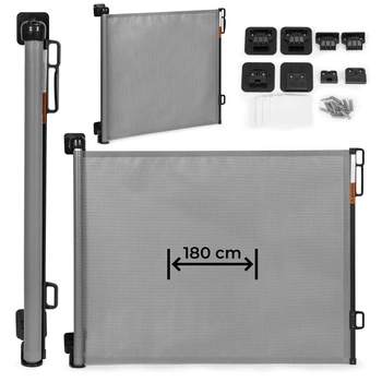 Bramka barierka roleta 180 cm ochronna zabezpieczająca na schody i drzwi - szara ECOTOYS