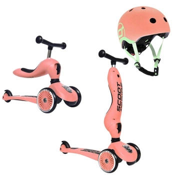 Zestaw Kask + SCOOTANDRIDE Highwaykick 1 2w1 Jeździk i hulajnoga 1-5 lat Peach + Kask XXS Peach