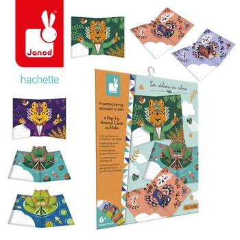 Zestaw kreatywny Przestrzenne kartki pop-up 3D Zwierzęta 6+, Janod