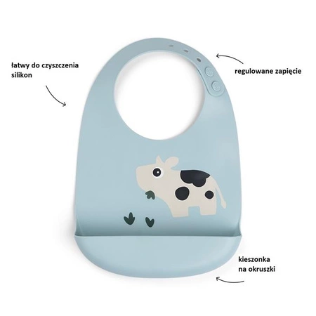 Done by Deer Śliniak Silikonowy z Kieszonką Krówka Dotti Blue