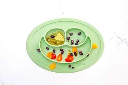 EZPZ Silikonowy talerzyk z podkładką mały 2w1 Mini Mat pastelowa zieleń