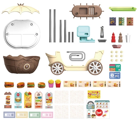 WOOPIE FastFood Sklep na Kółkach Wózek Wlizka 59 akc. 4w1