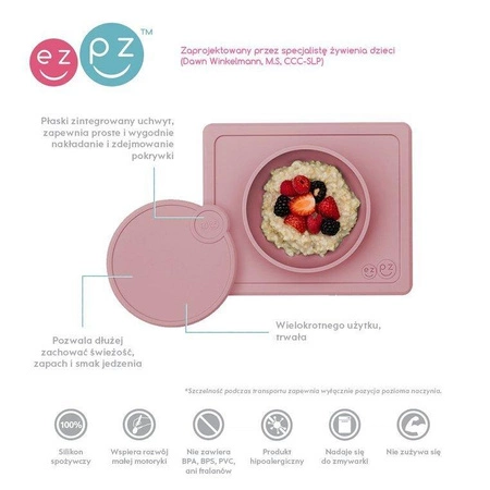 EZPZ Silikonowa pokrywka do miseczki Mini Bowl pastelowy róż