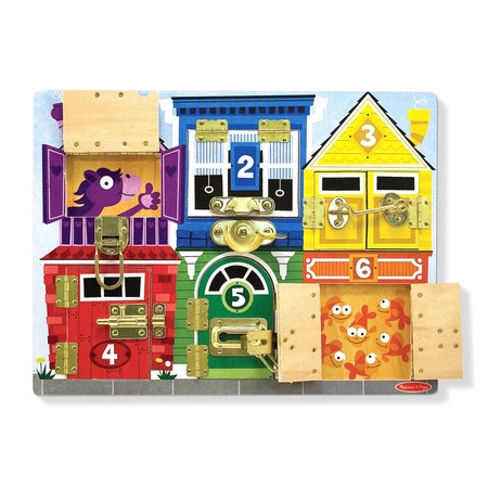 Drewniana tablica motoryczna 13785-Melissa & Doug, zabawki rozwijające umiejętności manipulacyjne