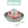 Beaba Komplet naczyń z silikonu z przyssawką eucalyptus