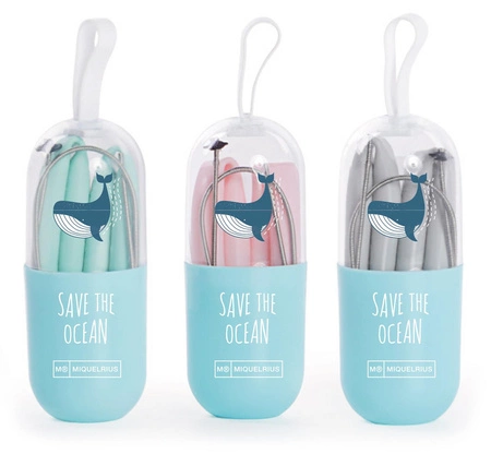 Słomka silikonowa Save The Ocean - Szara