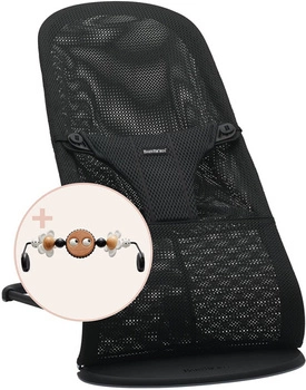 BABYBJORN - leżaczek BLISS MESH - Czarny + Zabawka Googly Eyes Black and White