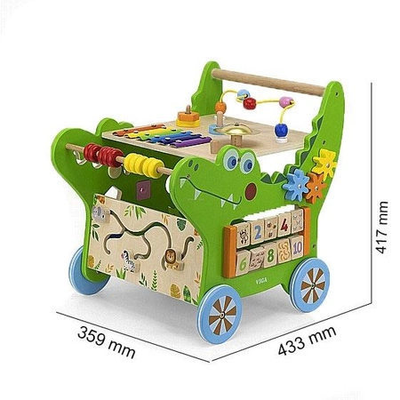 VIGA Drewniany Pchacz Edukacyjny Krokodylek 12w1