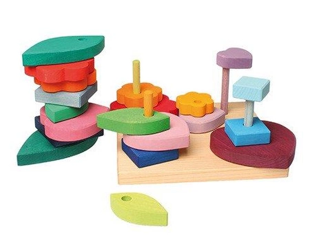 Wieże o różnych kształtach Fabuto na podstawce, 4 szt., kolorowe, 1+, Grimm's