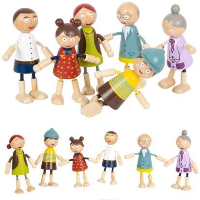Sześcioosobowa rodzina drewnianych laleczek 11804-Small Foot, lalki i akcesoria dla lalek