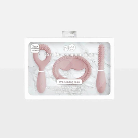 EZPZ Zestaw silikonowych gryzaków sensomotorycznych Oral Development Tools pastelowy róż