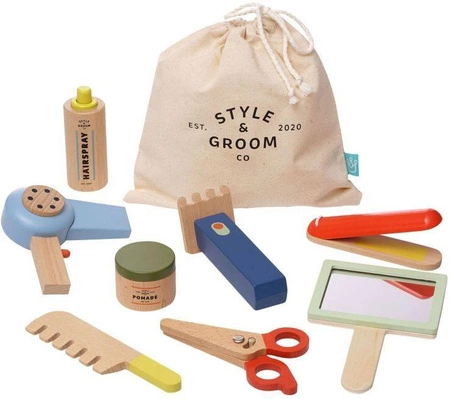 Style & Groom drewniany zestaw małego fryzjera 9 el 160920-Manhattan Toy, odgrywanie ról