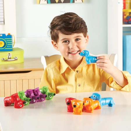 Figurki do nauki liter i poznawania kolorów, Pieski, Zestaw 10 szt. - Snap & Learn