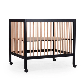Childhome PLAYPEN 97 BLACK/NATUREL + WHEELS