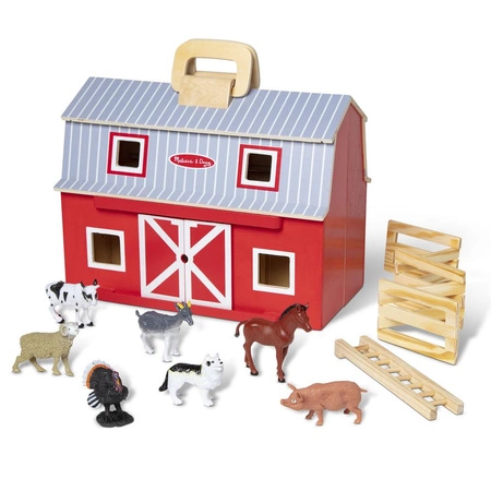 Farma dla dzieci Drewniana Składana Stodoła z 7 Figurkami Zwierząt Melissa and Doug 13700