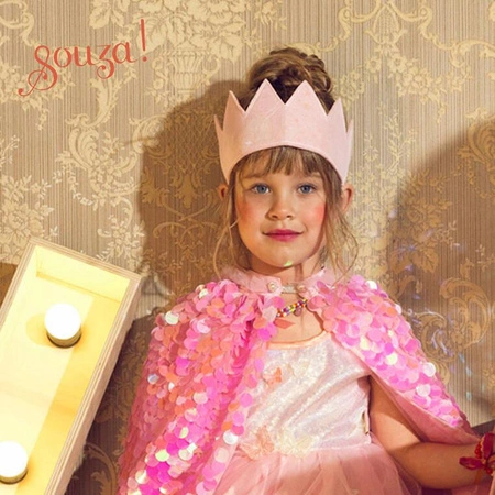 Souza! Kostium różowa peleryna z cekinami Laurence 8-10 lat